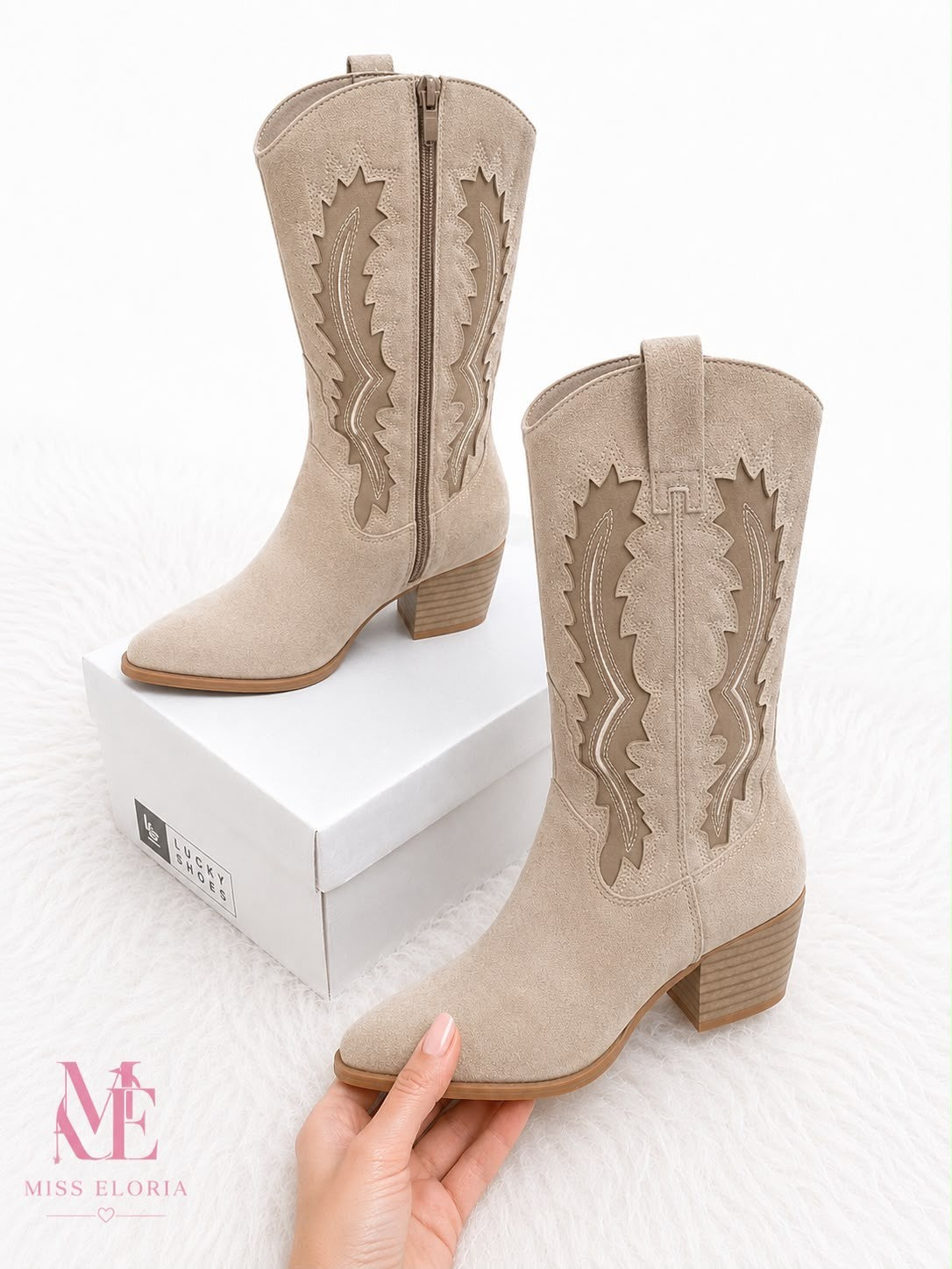 "ALIYAH" MISS ELORIA | Cowboy Boots | beige