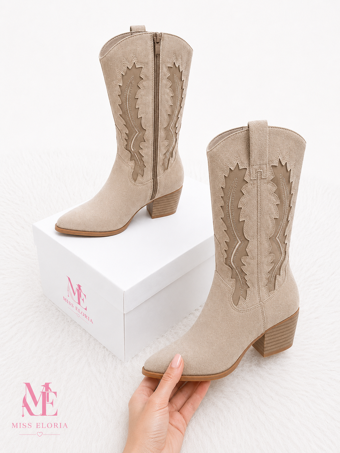 "ALIYAH" MISS ELORIA | Cowboy Boots | beige