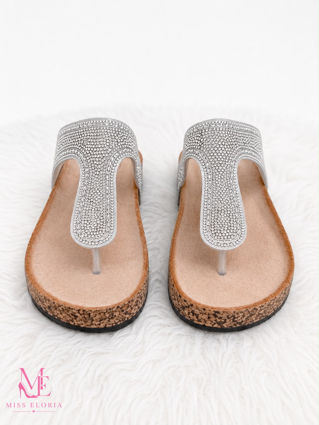 "BESTELLE" MISS ELORIA | Zehentrenner-Pantoletten / Zehentrenner-Sandalen | silber