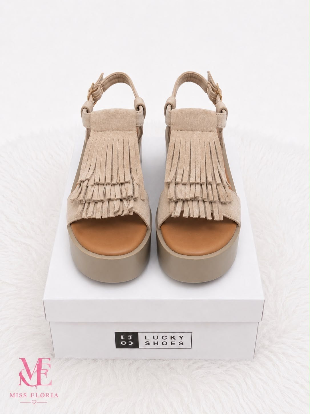 "NESSA" MISS ELORIA | Plateau-Pantoletten | Beige