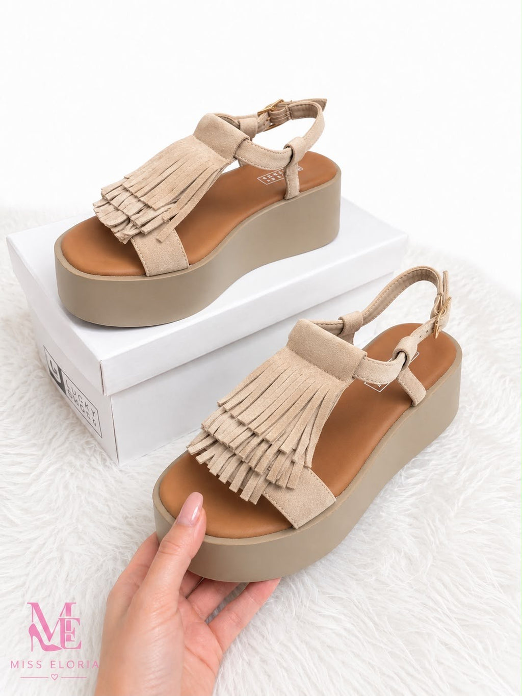 "NESSA" MISS ELORIA | Plateau-Pantoletten | Beige